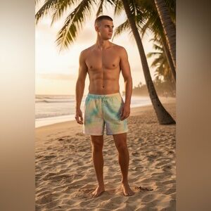 Zara Tie-Dye Pull On Relaxed Drawstring Shorts